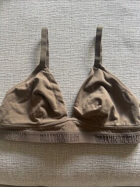Calvin Klein Modern Cotton Triangle Bralette Brown Size L